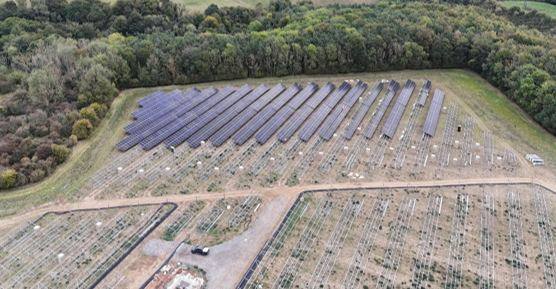 Solar farm build from the air