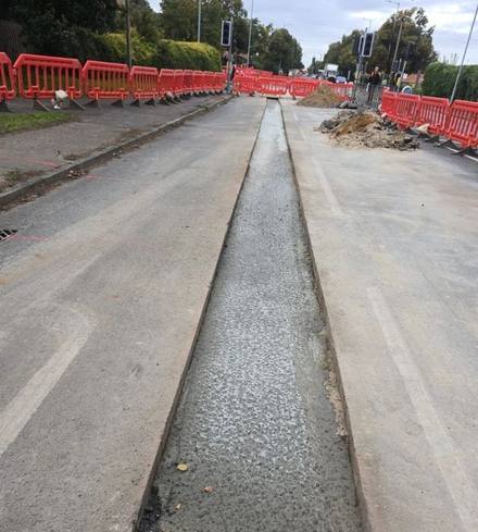 Concrete reinstatement along a carriageway