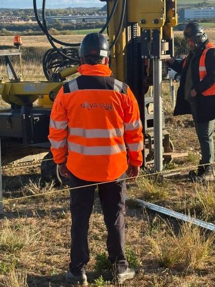 Piling rig on a solar farm site