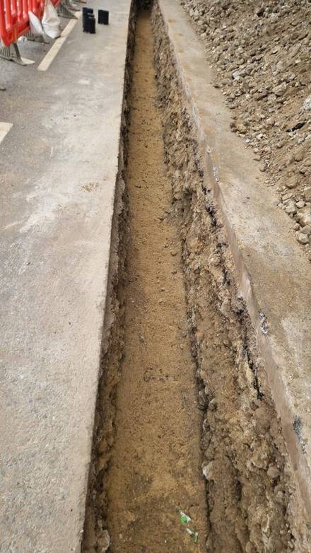 Excavated cable trench